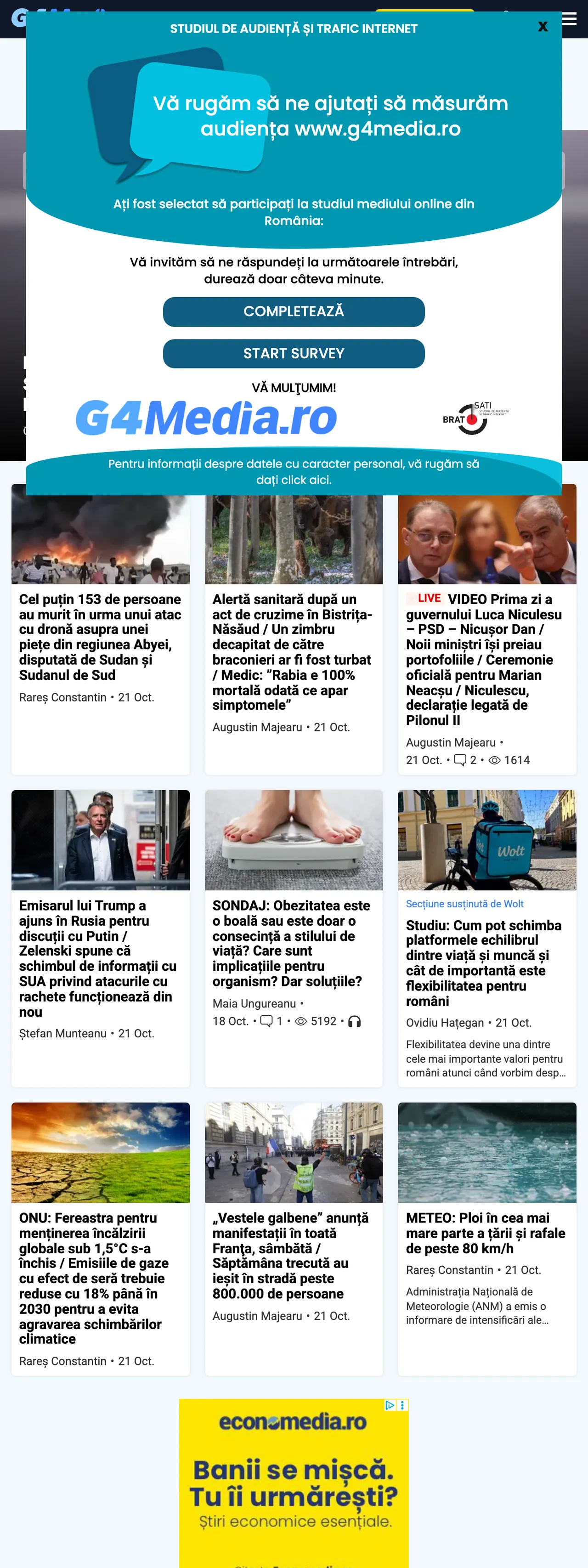 Screenshot of the G4Media front page