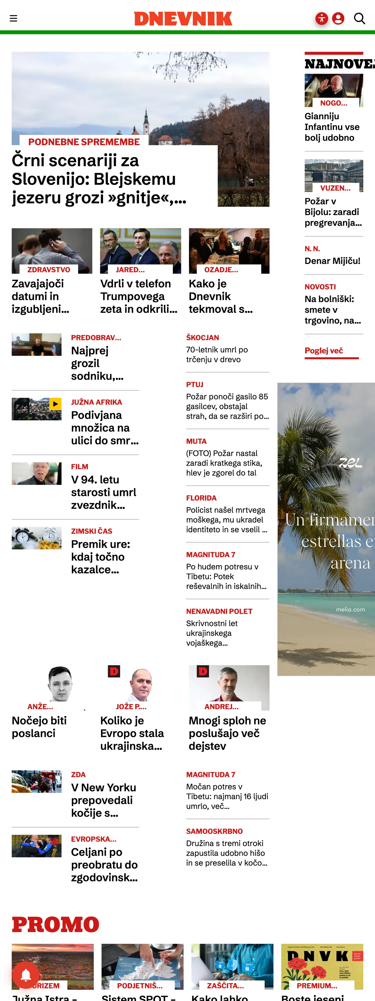 Screenshot of the Dnevnik front page