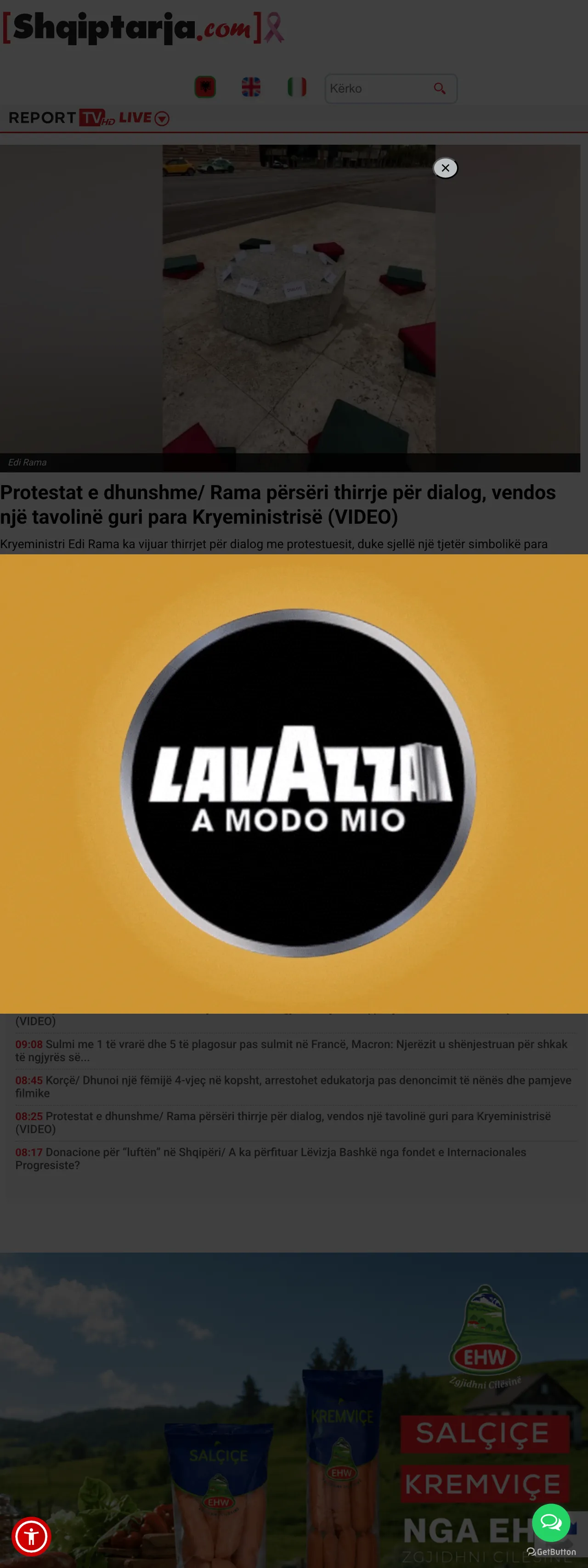 Screenshot of the Shqiptarja.com front page