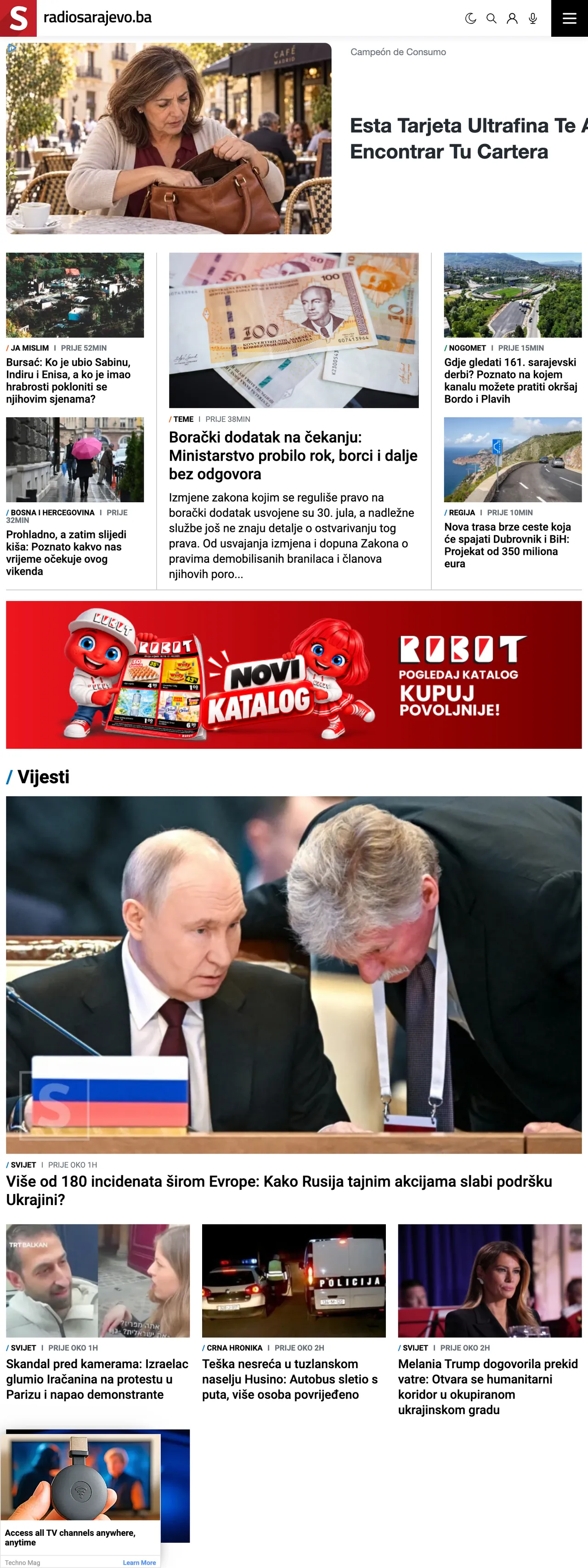 Screenshot of the Radio Sarajevo front page