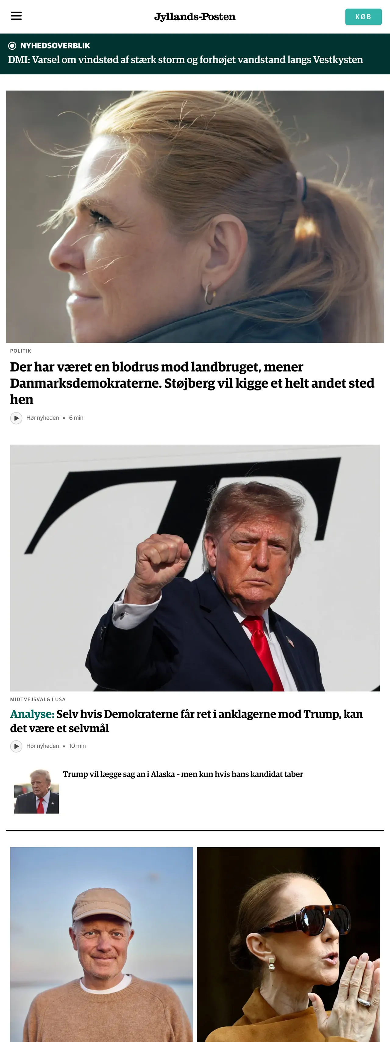 Screenshot of the Jyllands-Posten front page
