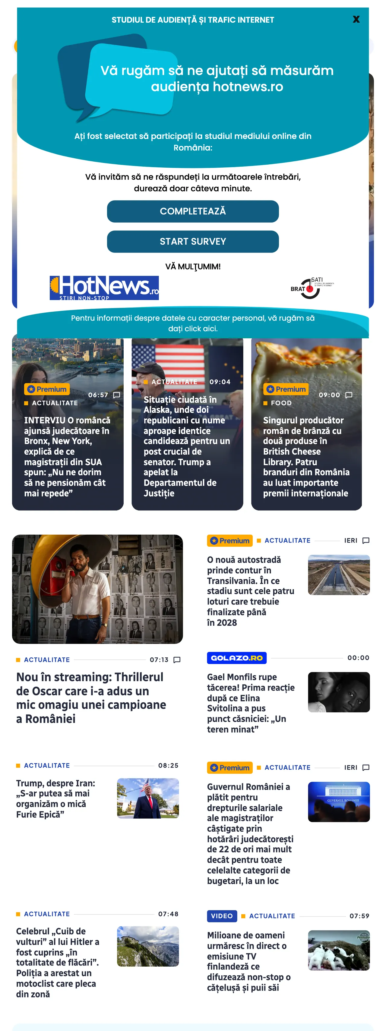 Screenshot of the HotNews.ro front page