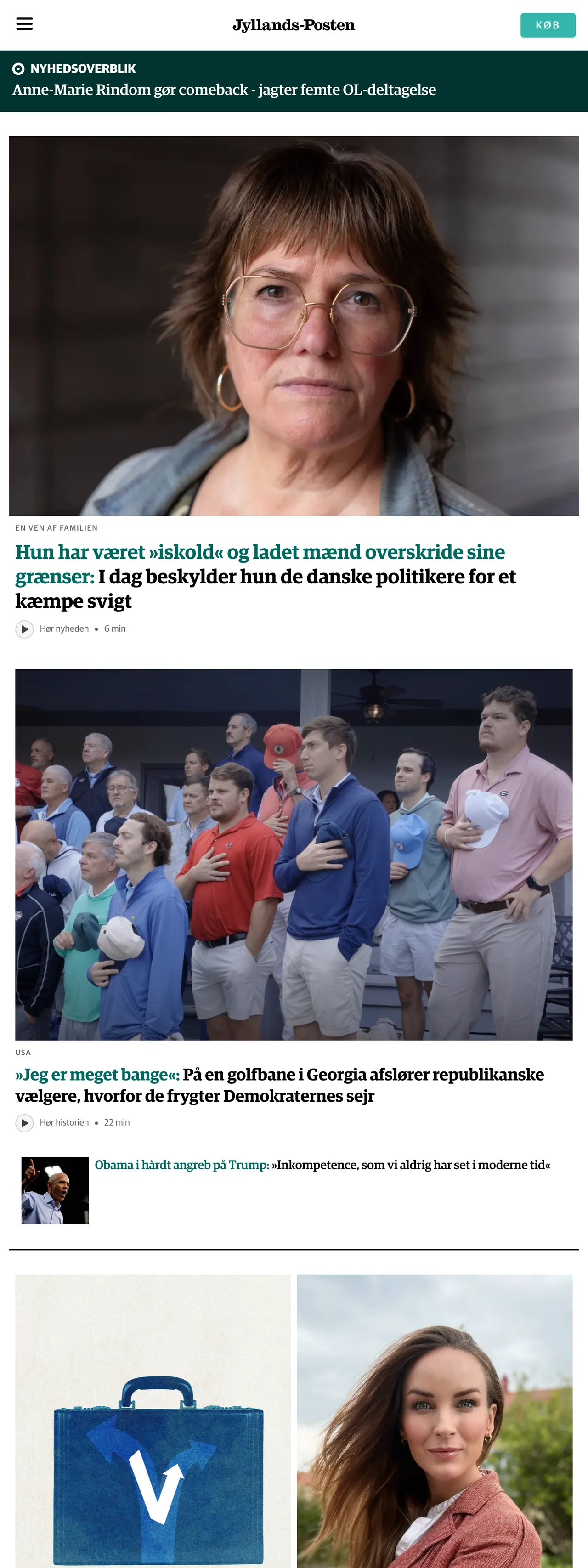 Screenshot of the Jyllands-Posten front page