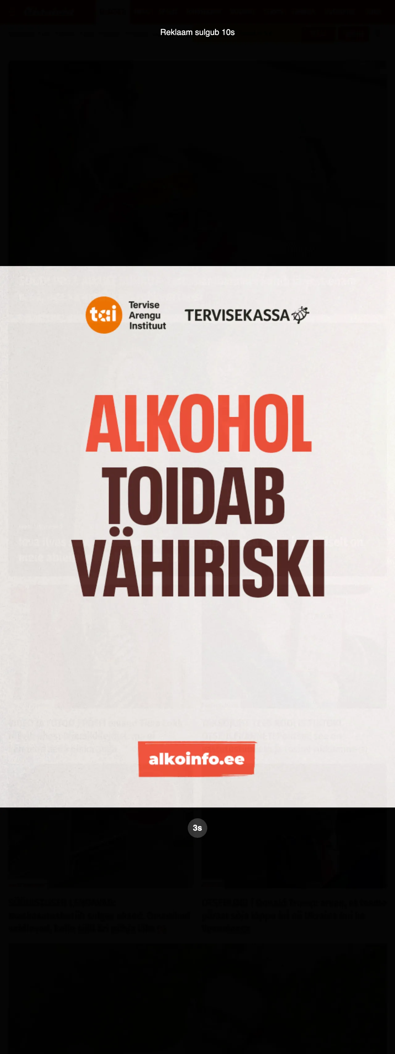 Screenshot of the Õhtuleht front page