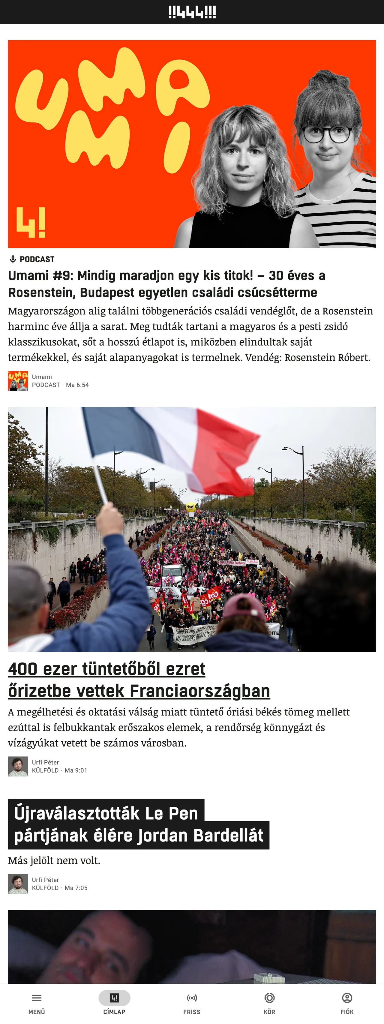 Screenshot of the 444 front page