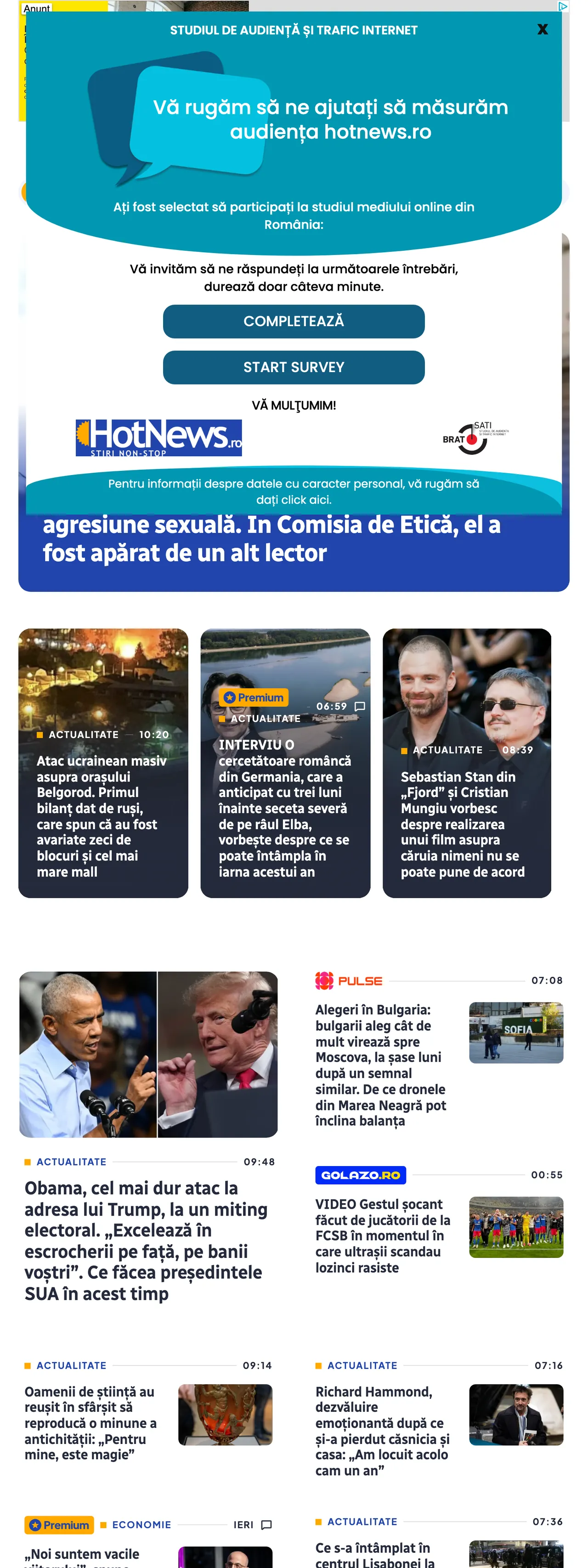 Screenshot of the HotNews.ro front page