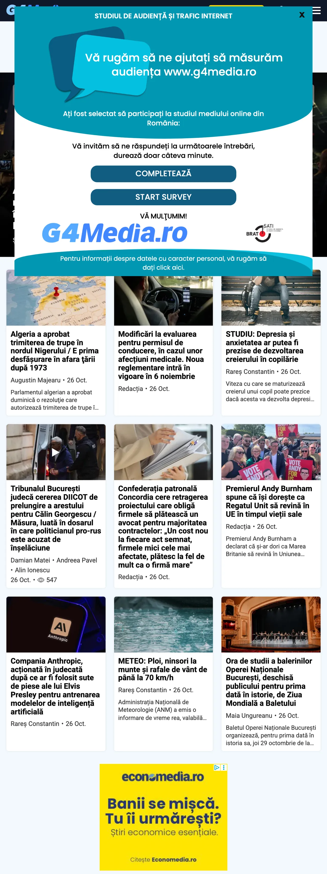 Screenshot of the G4Media front page