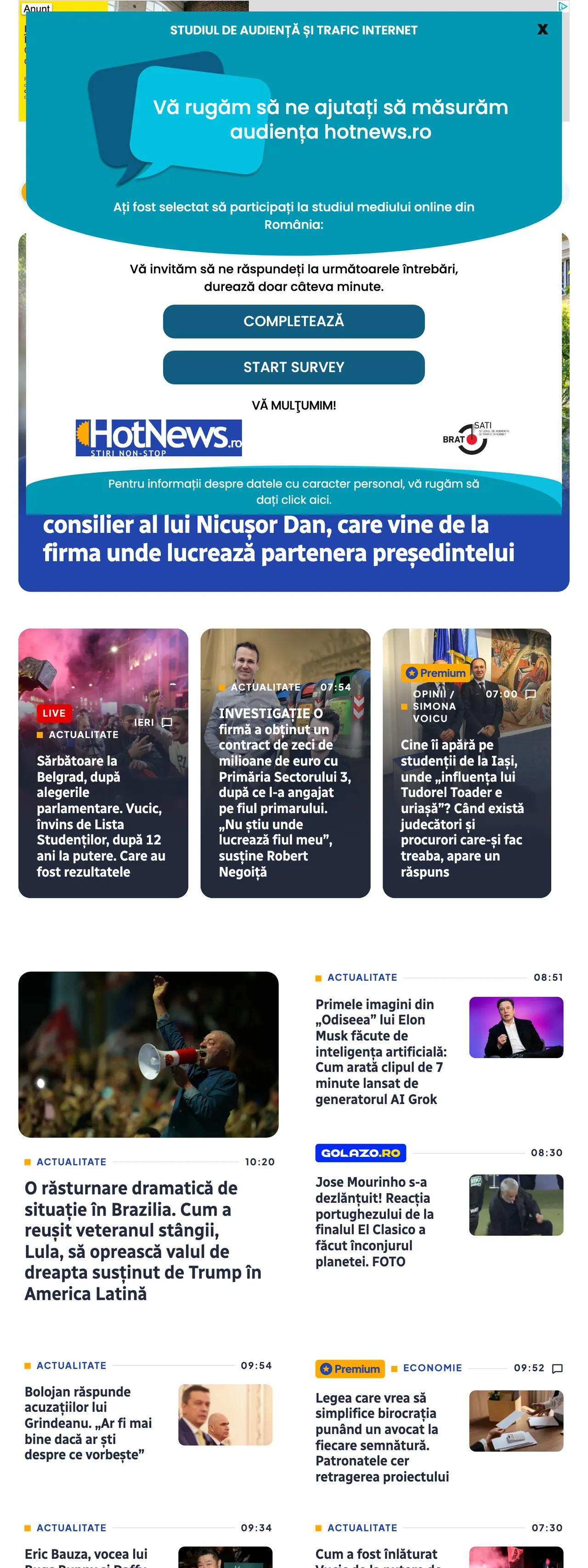 Screenshot of the HotNews.ro front page