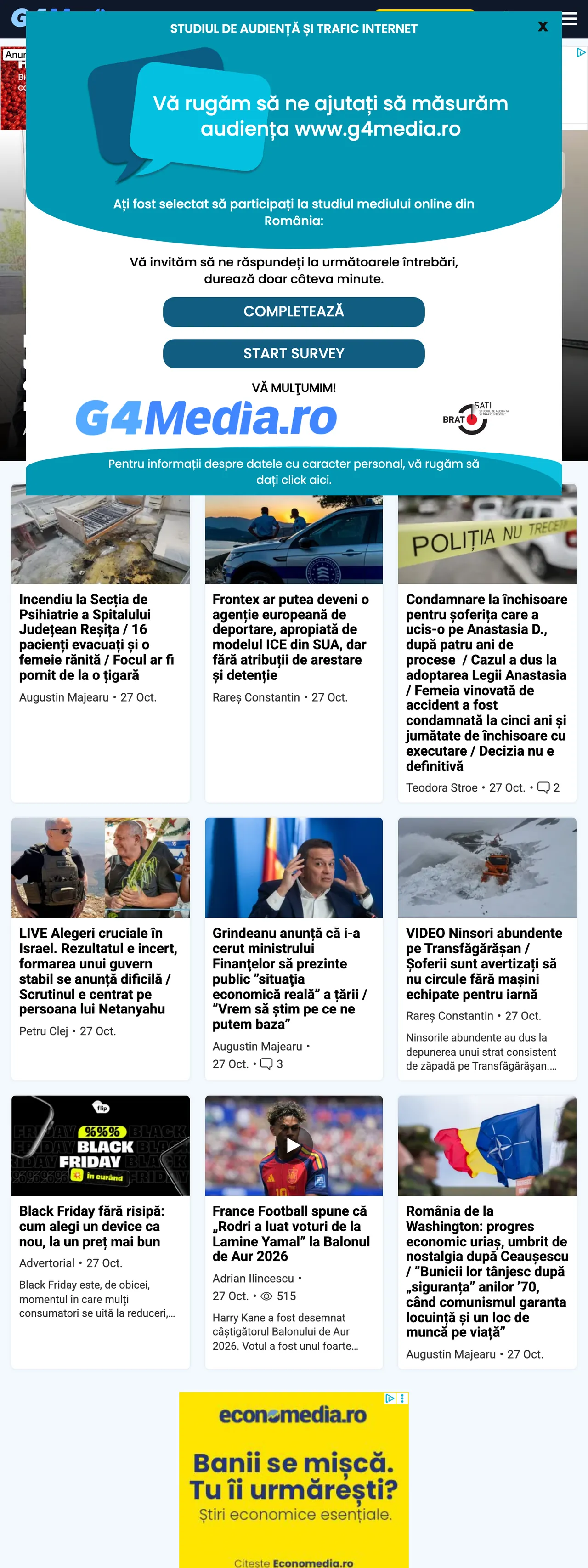 Screenshot of the G4Media front page