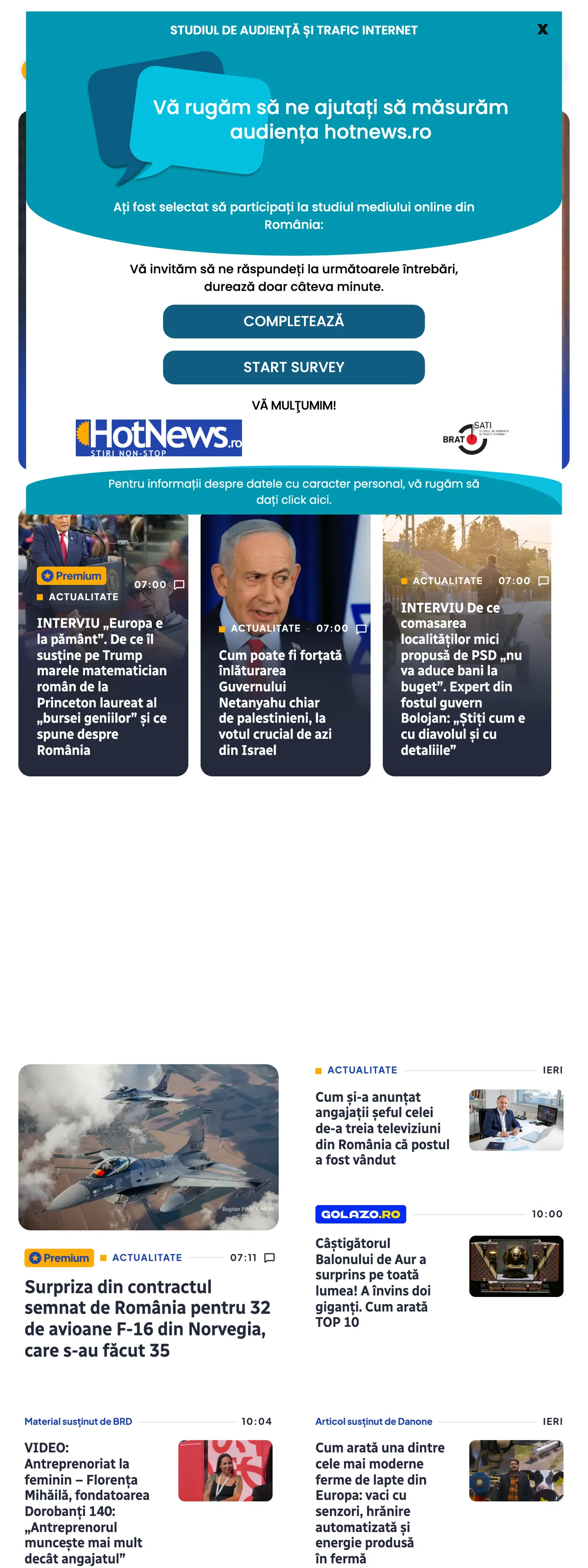 Screenshot of the HotNews.ro front page