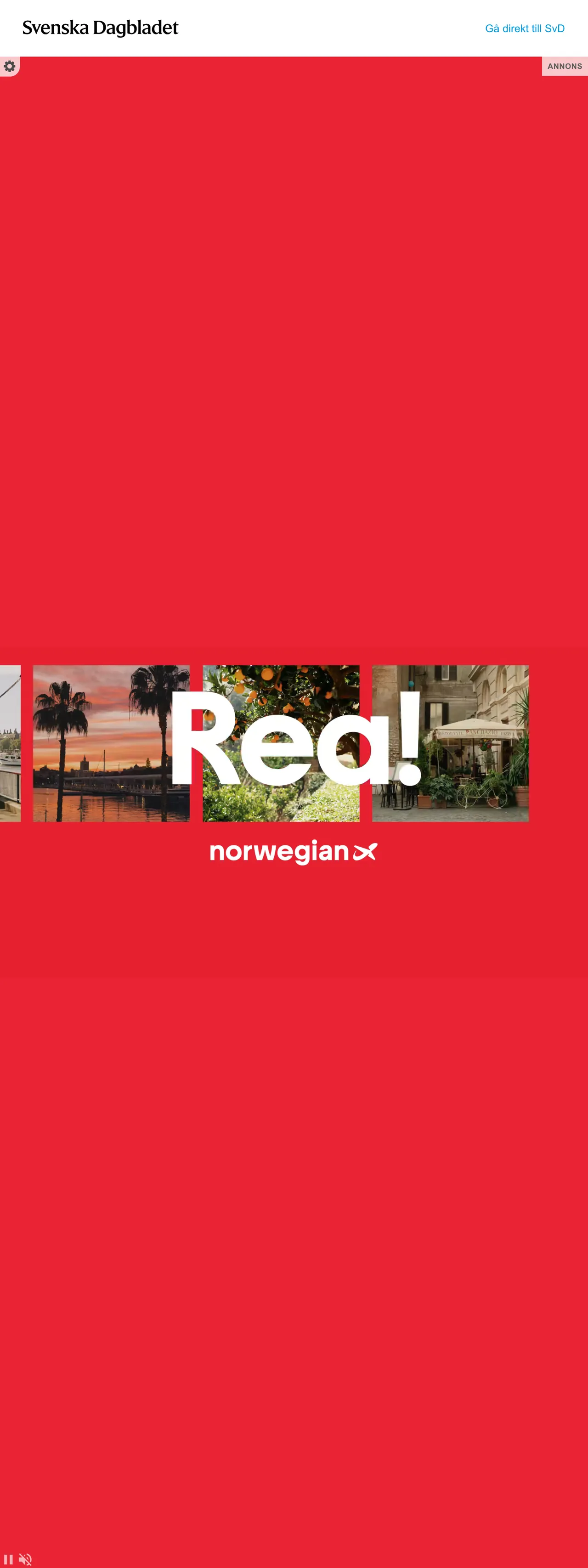 Screenshot of the Svenska Dagbladet front page