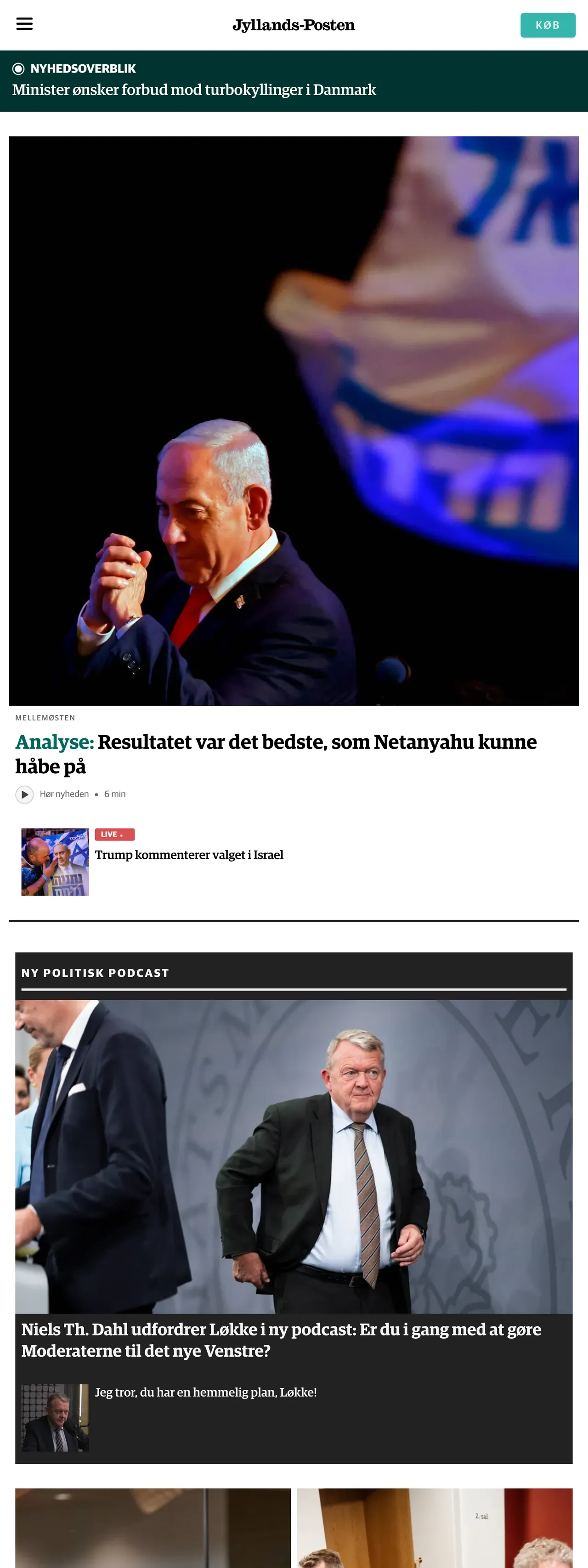 Screenshot of the Jyllands-Posten front page
