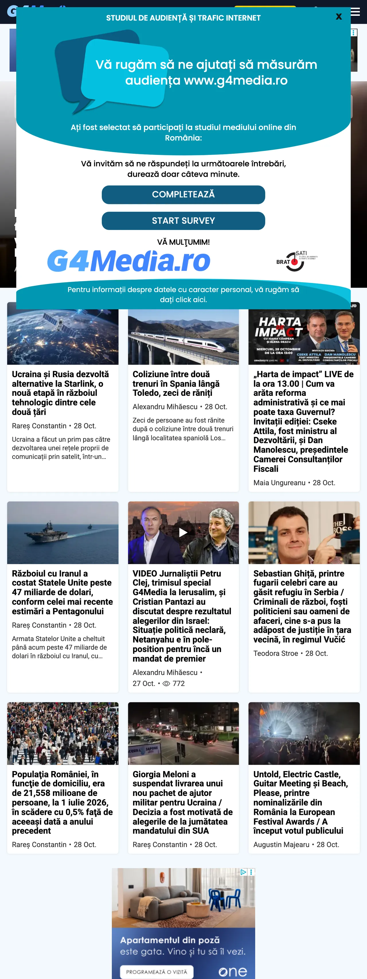 Screenshot of the G4Media front page