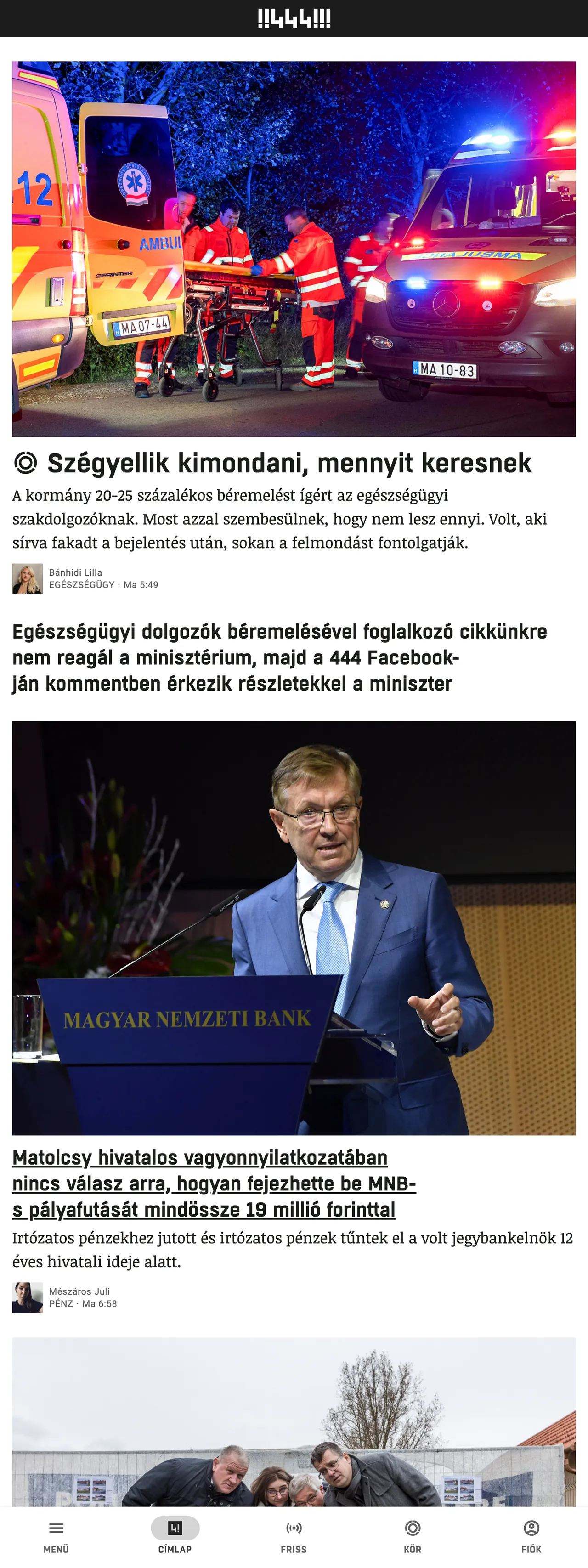 Screenshot of the 444 front page