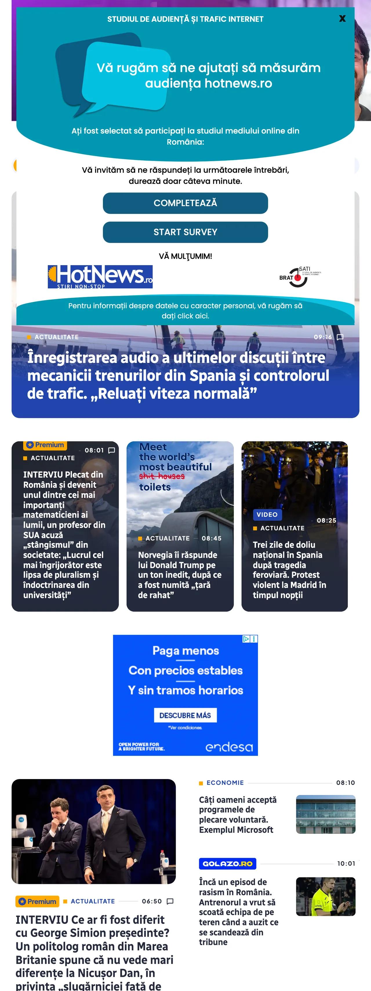 Screenshot of the HotNews.ro front page