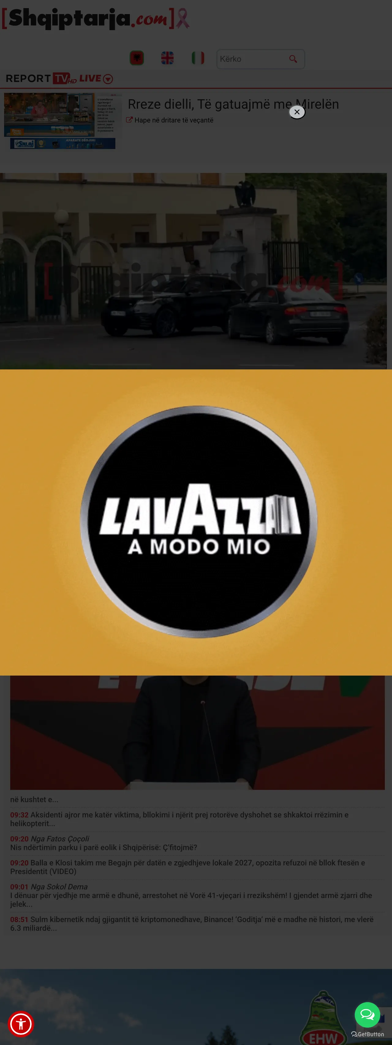 Screenshot of the Shqiptarja.com front page