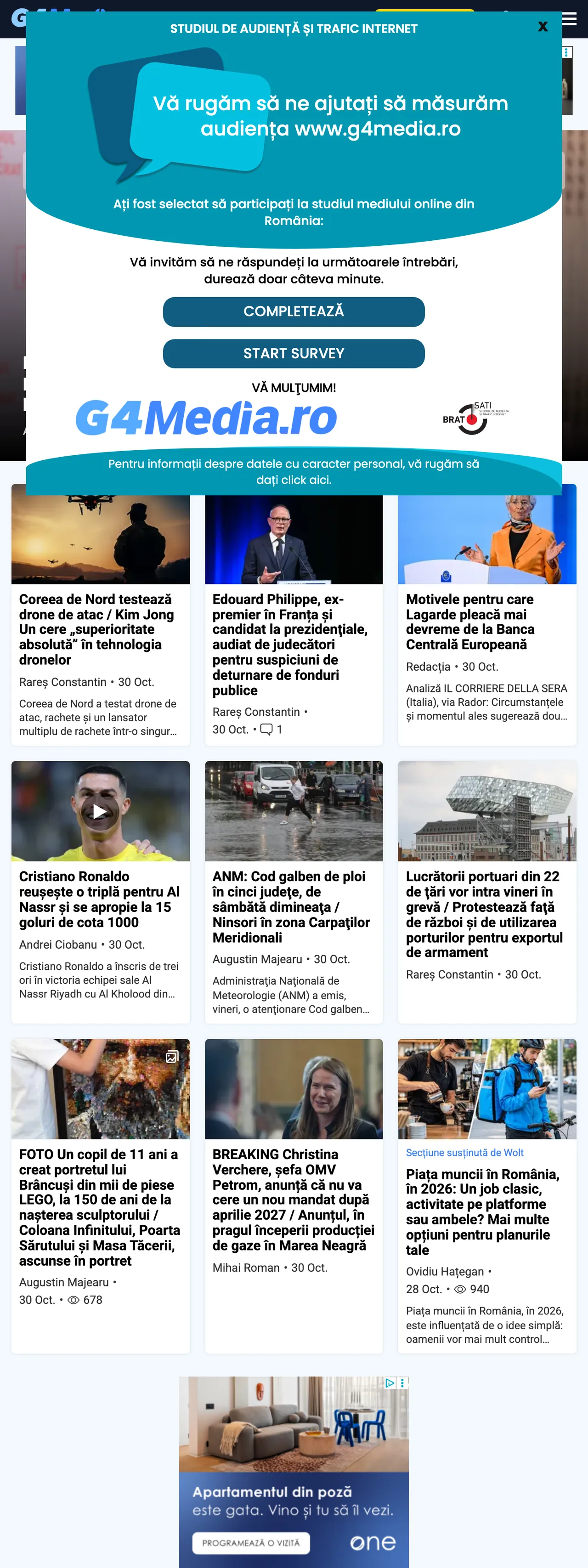 Screenshot of the G4Media front page