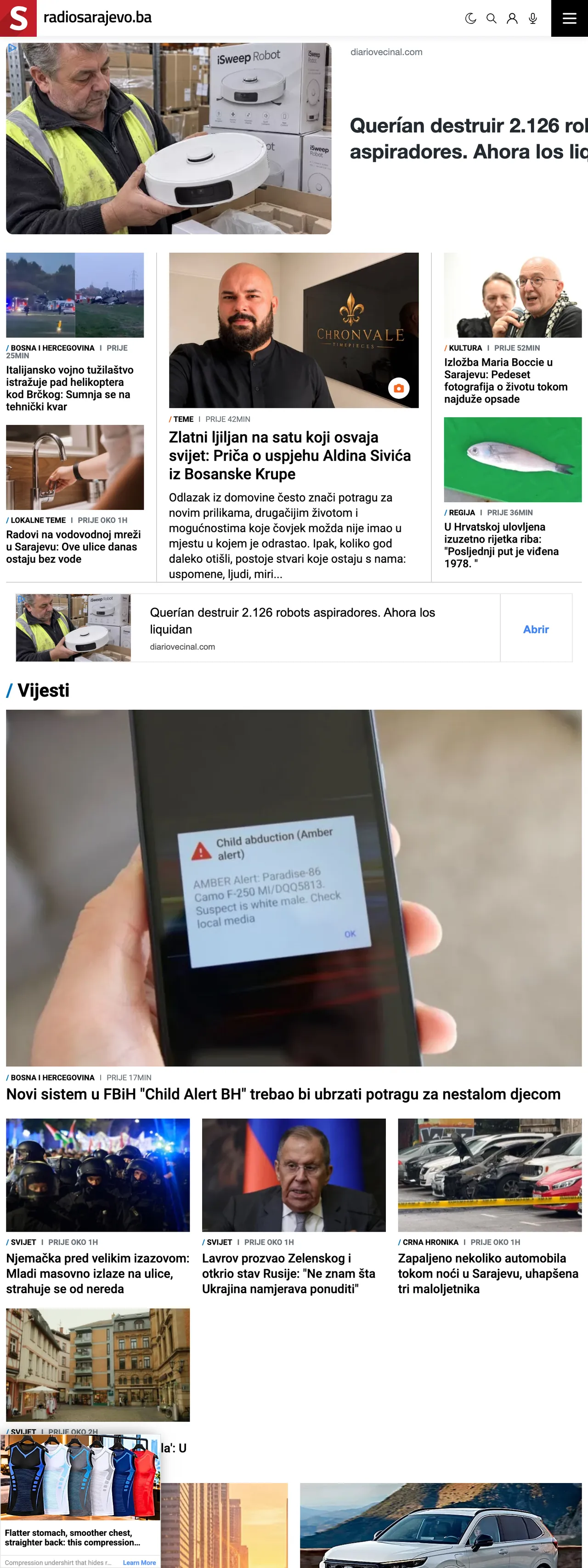 Screenshot of the Radio Sarajevo front page