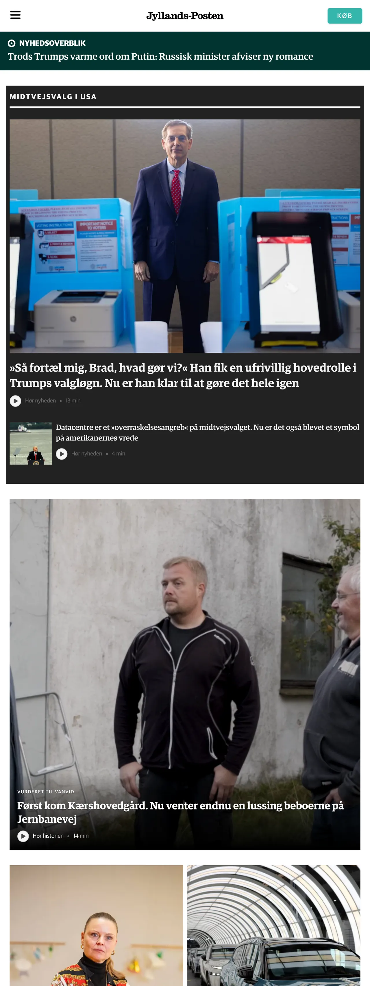 Screenshot of the Jyllands-Posten front page